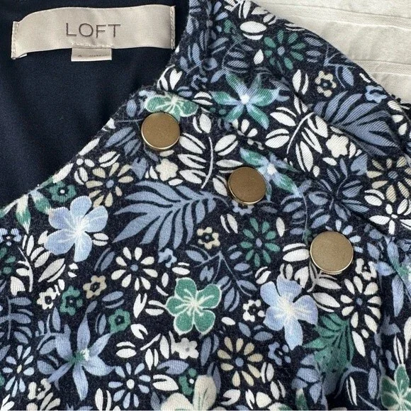 Loft Floral Flutter Sleeve Dress Knee Length Dress - Size 6 - Picture 11 of 11